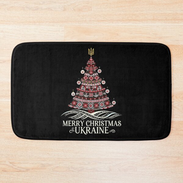 Item preview, Ukrainian Vyshyvanka Christmas Tree with Trident and Greetings designed and sold by RGShirtWorks.