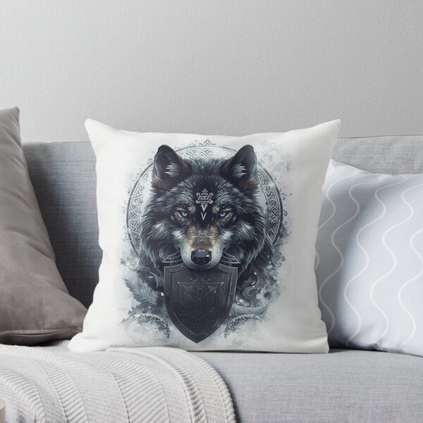 Item preview, Viking Wolf Head + Vegvisir Symbol — Norse Mythology Warrior Art designed and sold by Mythic Tide.