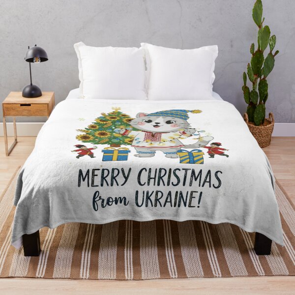 Item preview, Ukrainian Christmas Celebration with Cute Cat designed and sold by RGShirtWorks.