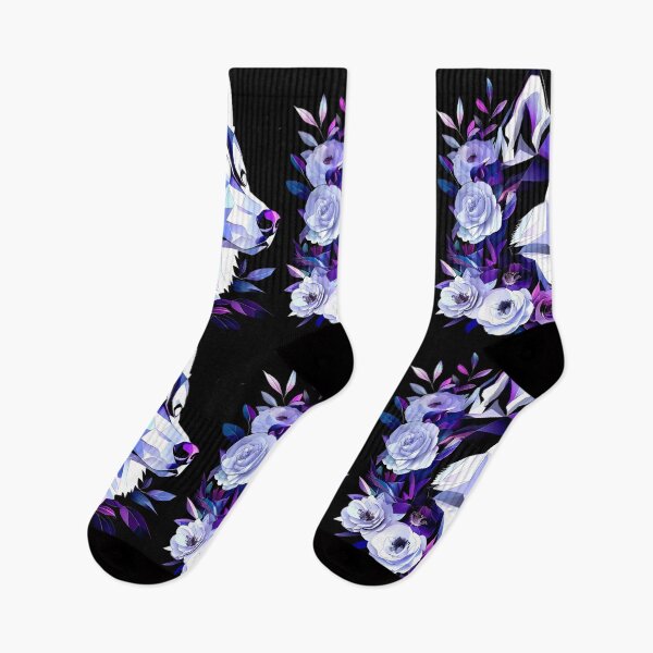 Item preview, Geometric Siberian Husky with Purple and White Camellias – Vibrant Futuristic Dog Art designed and sold by Naturalite19.