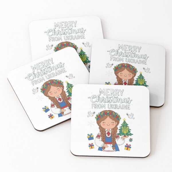 Item preview, Ukrainian Christmas Girl with Trident Tree and Doves designed and sold by RGShirtWorks.