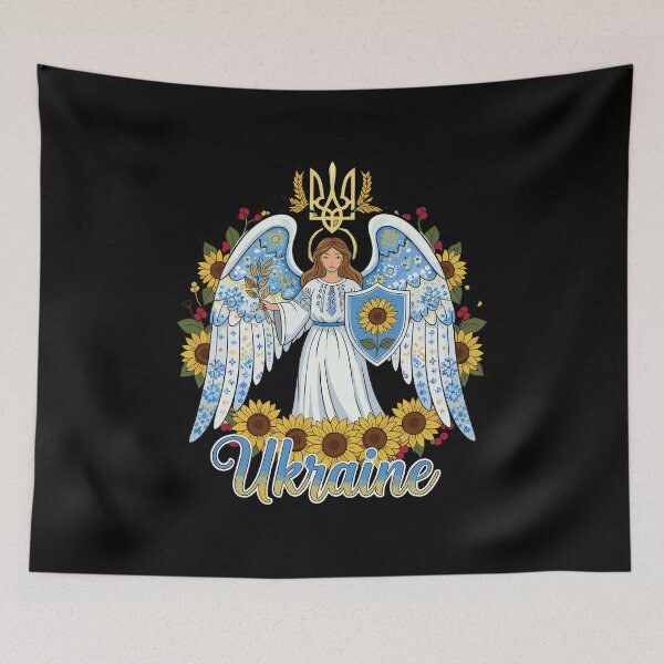 Item preview, Ukrainian Guardian Angel with Sunflowers and Trident designed and sold by RGShirtWorks.