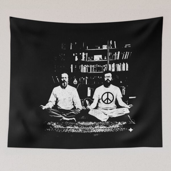 Item preview, Alan Watts and Terence McKenna | Zen Meditation and Psychedelic Philosophy | High-Contrast Dual Portrait designed and sold by Mystikos Art.