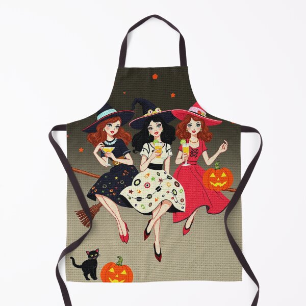 Item preview, Trick or Treat Witches Needlepoint Art – Retro 1950s Cross-Stitch Halloween Embroidery Design designed and sold by MiraLumeStudio.