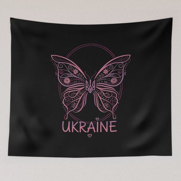 Item preview, Stylized Ukraine Butterfly with Trident and Floral Motifs designed and sold by RGShirtWorks.
