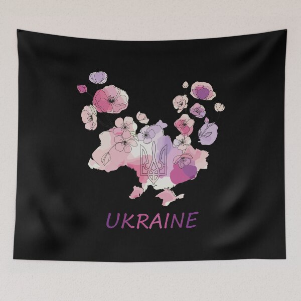 Item preview, Floral Ukraine Map with Tryzub on Transparent Background designed and sold by RGShirtWorks.