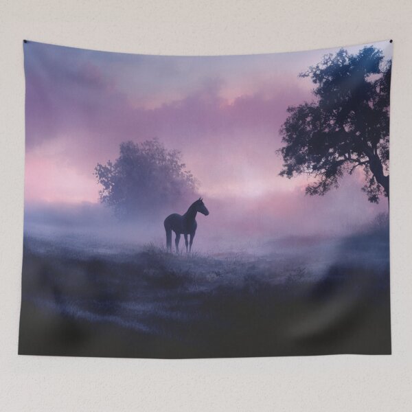 Item preview, A lone Appaloosa horse standing in a misty field at twilight Horses in Motion designed and sold by CDC40.