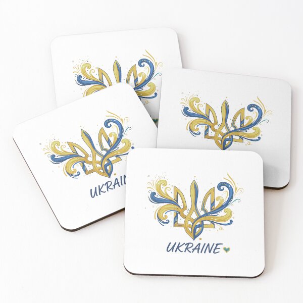 Item preview, Stylized Ukrainian Tryzub with Flowing Blue and Yellow Design designed and sold by RGShirtWorks.