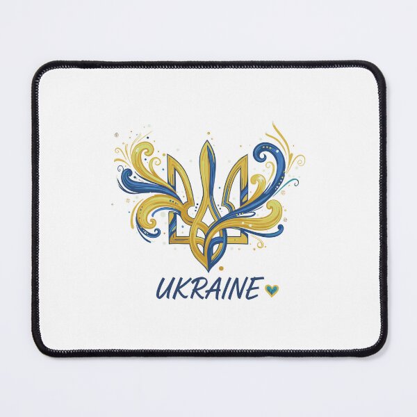 Item preview, Stylized Ukrainian Tryzub with Flowing Blue and Yellow Design designed and sold by RGShirtWorks.
