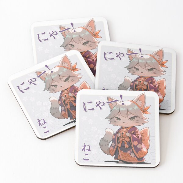 Item preview, Cute Japanese Fox Cat Kimono Anime Kawaii - Neko Nyaa Traditional Japanese Art Design designed and sold by gringoods.