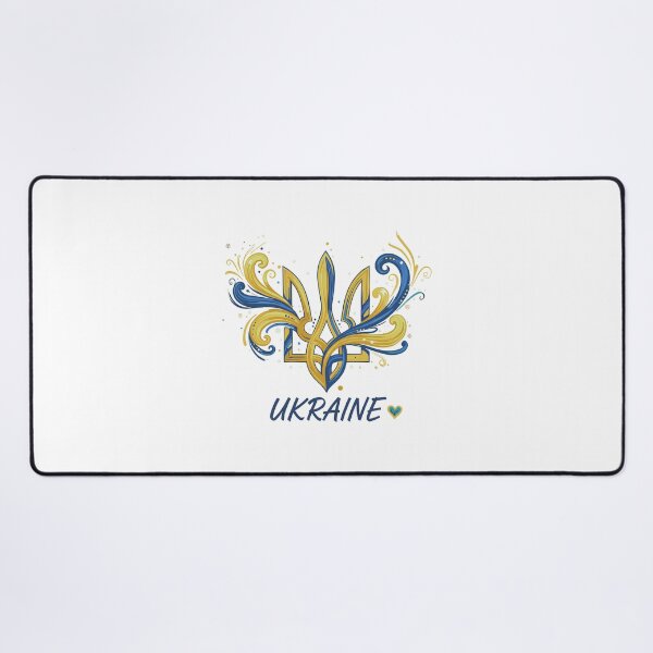 Item preview, Stylized Ukrainian Tryzub with Flowing Blue and Yellow Design designed and sold by RGShirtWorks.