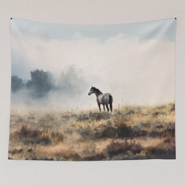 Item preview, A lone Appaloosa horse standing in a misty field at twilight Horses in Motion designed and sold by CDC40.