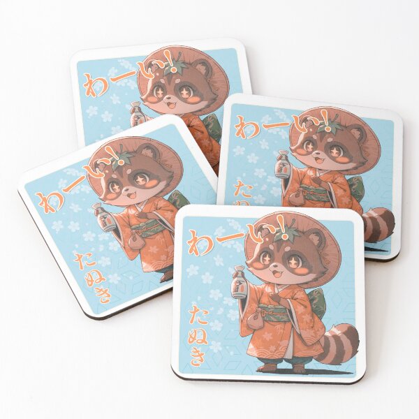 Item preview, Cute Red Panda Tanuki Kimono Sake Anime Kawaii - Japanese Raccoon Dog Traditional Art Design designed and sold by gringoods.