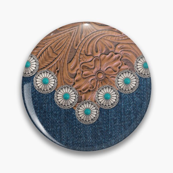 Item preview, Rustic Brown Blue Denim Cowboy Pattern Western Country  designed and sold by LEILA ART SPACE.
