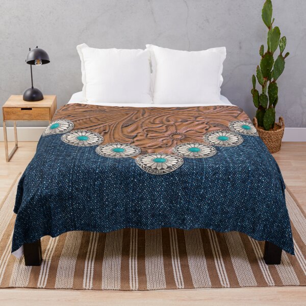 Item preview, Rustic Brown Blue Denim Cowboy Pattern Western Country designed and sold by LEILA ART SPACE.
