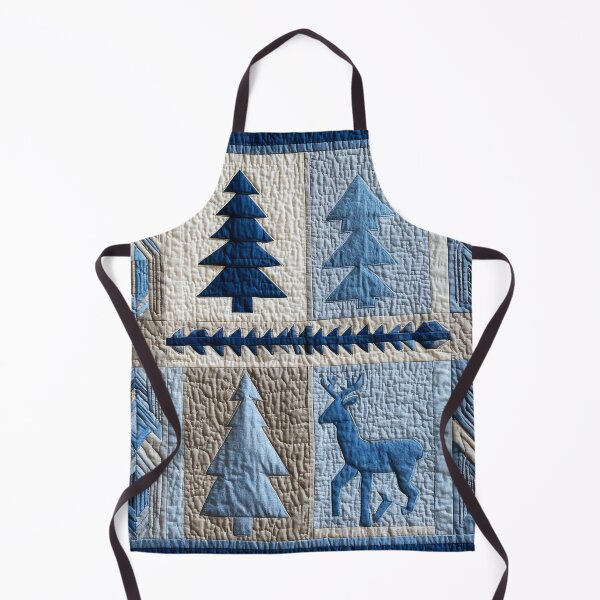Artikelvorschau, Hirsch-Patchwork - Abstraktes blaugraues Waldmotiv entworfen und verkauft von scicilysimonee.