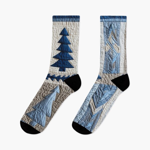 Item preview,  Deer Patchwork - Abstract Blue grey Woodland   designed and sold by scicilysimonee.