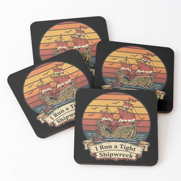 Item preview, I Run A Tight Shipwreck Retro Sunset Pirate Ship designed and sold by Joyful-Park.