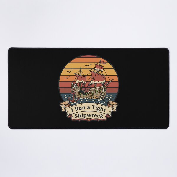 Item preview, I Run A Tight Shipwreck Retro Sunset Pirate Ship designed and sold by Joyful-Park.