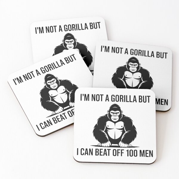 Item preview, I’m Not a Gorilla But I Can Beat Off 100 Men – Cheeky Gym Humor Gorilla Strength Gag designed and sold by Jaanussar.