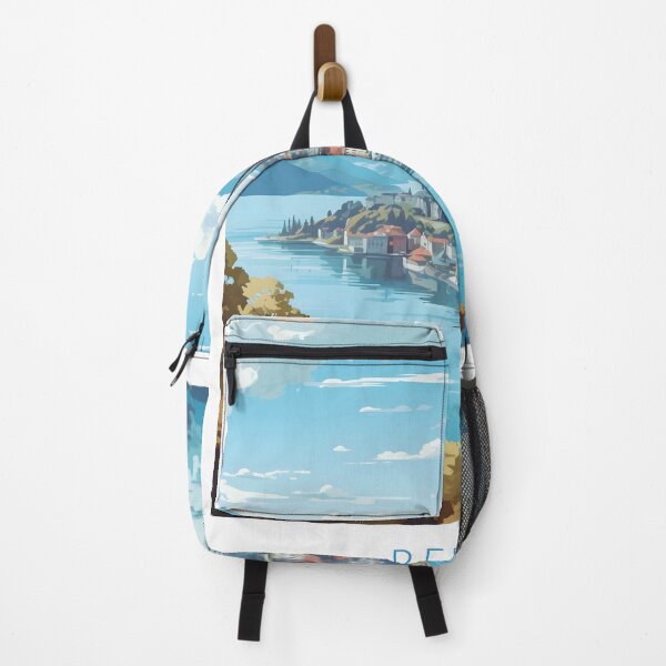 Item preview, Bergen Norway Fjord City Spire Vintage Poster designed and sold by LaFabricaArt.