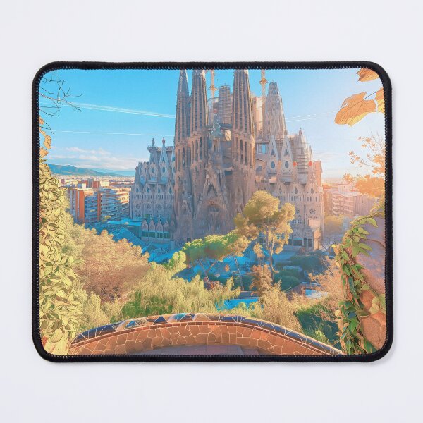 Item preview, Sagrada Familia Barcelona Travel Poster, Spain Gaudi Art Print (60 Characters) designed and sold by LaFabricaArt.