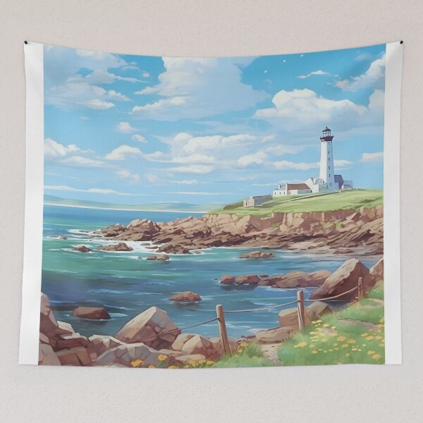 Item preview, Isle of Islay Lighthouse Vintage Scottish Travel Poster Art designed and sold by LaFabricaArt.