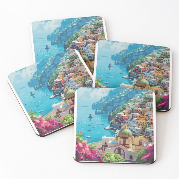 Item preview, Positano Amalfi Coast Vintage Italian Travel Art designed and sold by LaFabricaArt.