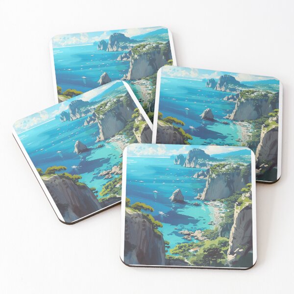 Item preview, Capri Faraglioni Rocks Turquoise Italian Coastal Art designed and sold by LaFabricaArt.