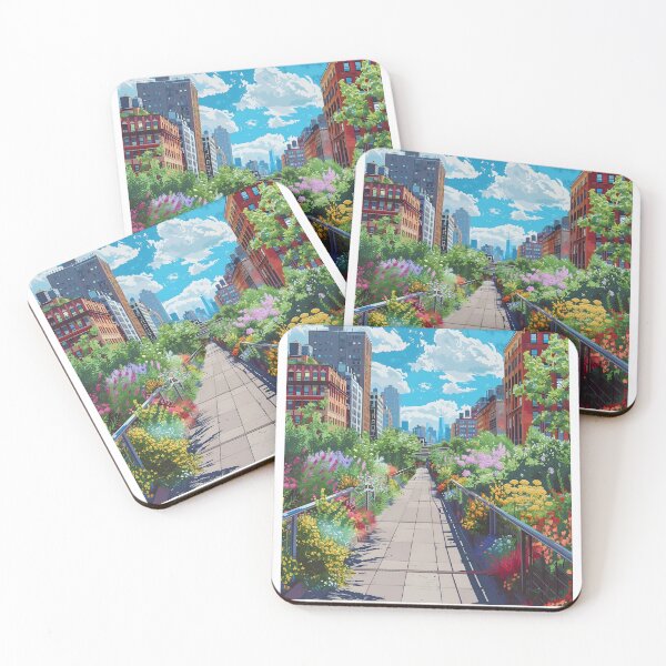 Item preview, High Line Park NYC Urban Garden Vintage Poster designed and sold by LaFabricaArt.