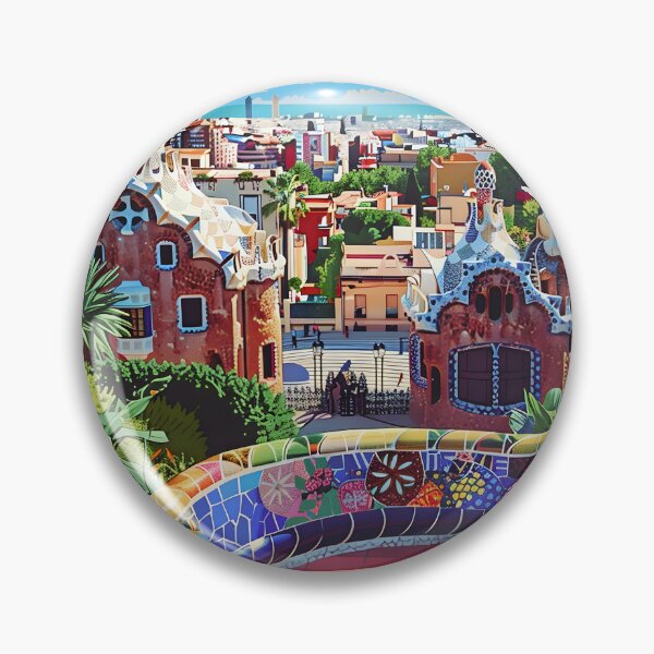 Item preview, Park Güell Gaudí Barcelona Mosaic Vintage Poster designed and sold by LaFabricaArt.