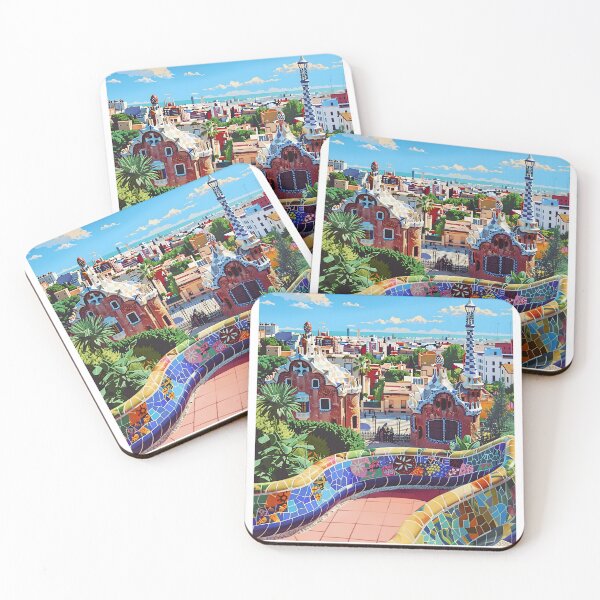 Item preview, Park Güell Gaudí Barcelona Mosaic Vintage Poster designed and sold by LaFabricaArt.