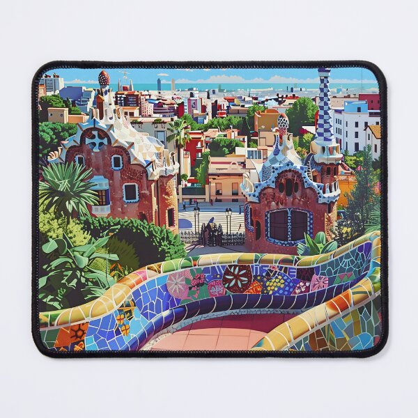 Item preview, Park Güell Gaudí Barcelona Mosaic Vintage Poster designed and sold by LaFabricaArt.