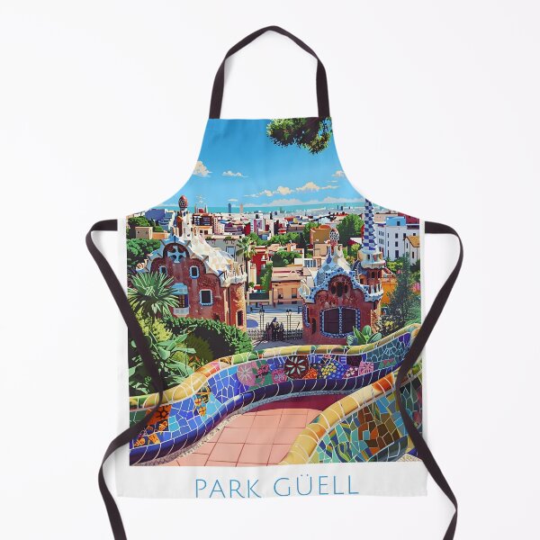 Item preview, Park Güell Gaudí Barcelona Mosaic Vintage Poster designed and sold by LaFabricaArt.