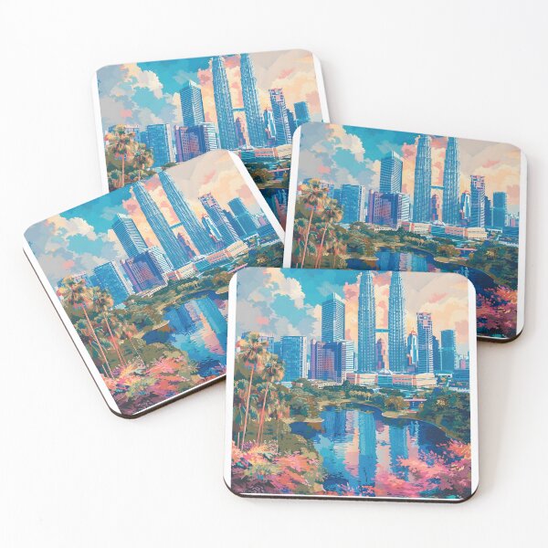 Item preview, Kuala Lumpur Petronas Towers Tropical City Poster designed and sold by LaFabricaArt.