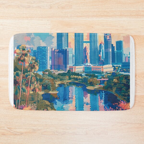 Item preview, Kuala Lumpur Petronas Towers Tropical City Poster designed and sold by LaFabricaArt.