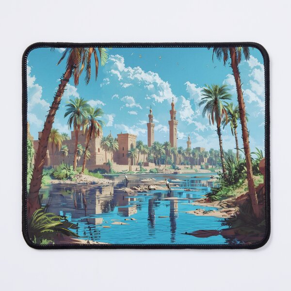 Item preview, Luxor Egypt Nile River Oasis Vintage Poster designed and sold by LaFabricaArt.
