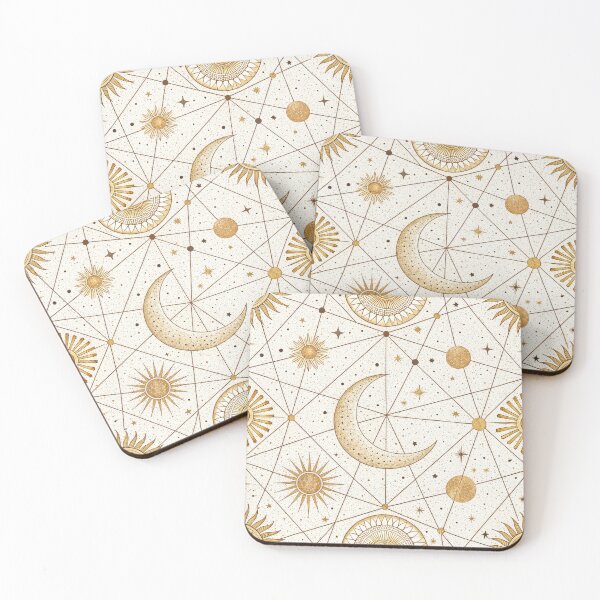 Item preview, Celestial Boho Moon and Sun Pattern – Golden Cosmic Design with Stars designed and sold by NoctaHike.
