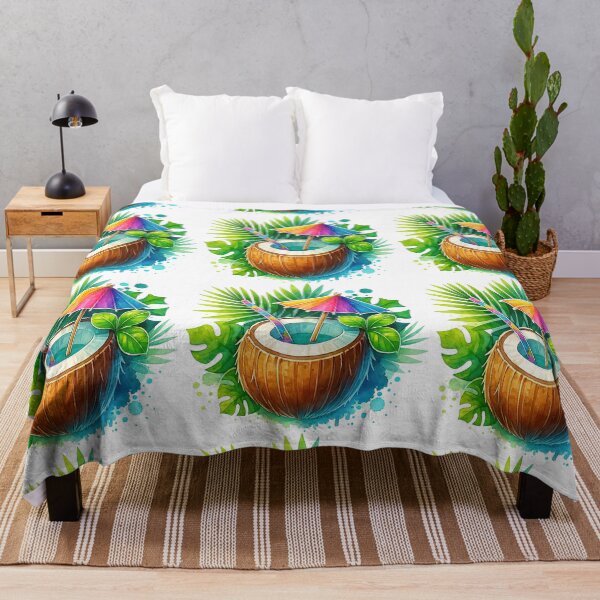 Item preview, Tropical Coconut Drink Watercolor Art designed and sold by ArtfulWeave.