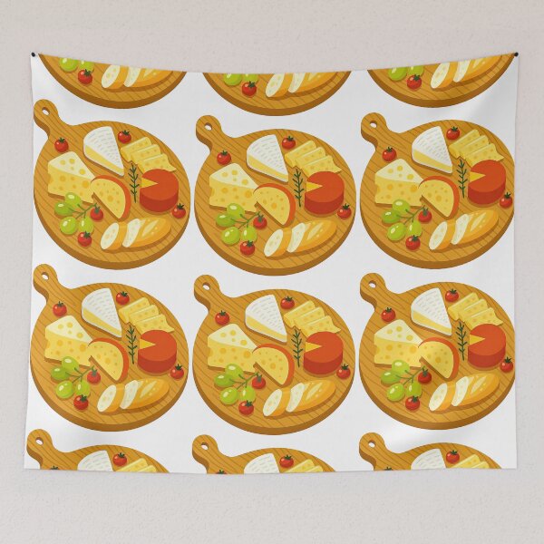 Item preview, Cheese Board with Grapes and Tomatoes Food Illustration designed and sold by ArtfulWeave.