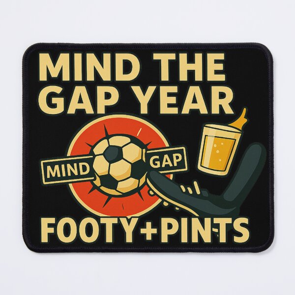 Item preview, Mind the Gap Year | Funny UK Football Pub Tee | Footy + Pints Travel Vibes designed and sold by POD DYNASTY | Original Print On Demand T-Shirt Graphics.