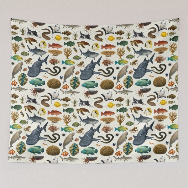 Item preview, Animals of The Great Barrier Reef Illustration Chart designed and sold by kakarikihill.