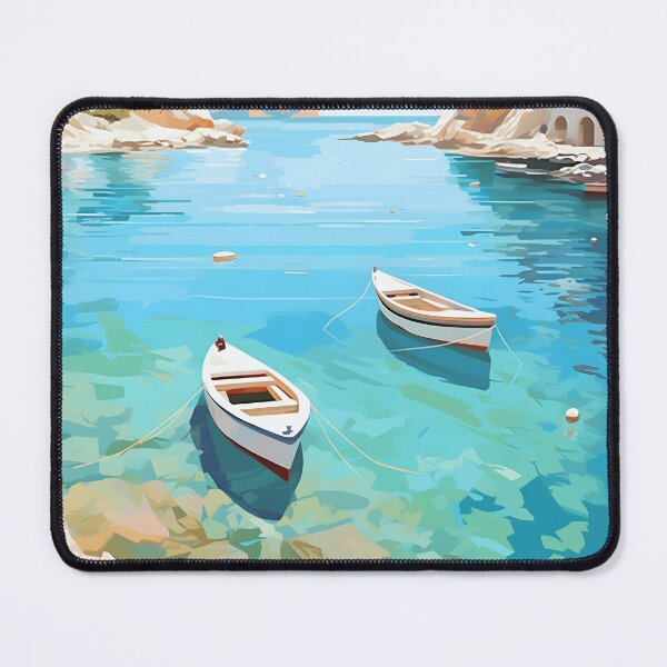 Item preview, Rhodes Greece Lindos Bay Turquoise Vintage Boats designed and sold by LaFabricaArt.