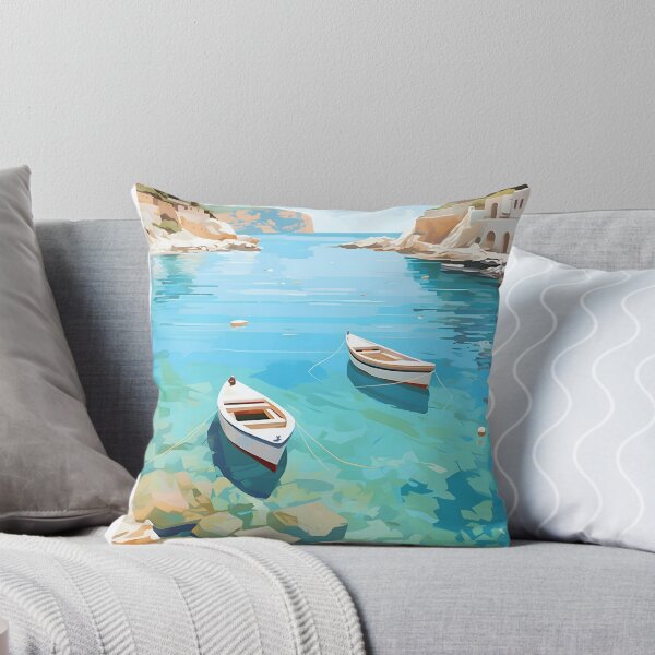Item preview, Rhodes Greece Lindos Bay Turquoise Vintage Boats designed and sold by LaFabricaArt.