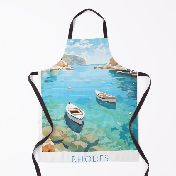Item preview, Rhodes Greece Lindos Bay Turquoise Vintage Boats designed and sold by LaFabricaArt.