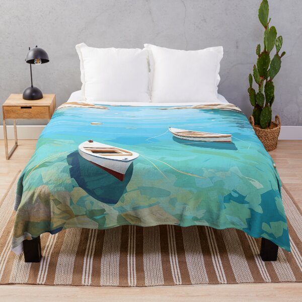 Item preview, Rhodes Greece Lindos Bay Turquoise Vintage Boats designed and sold by LaFabricaArt.