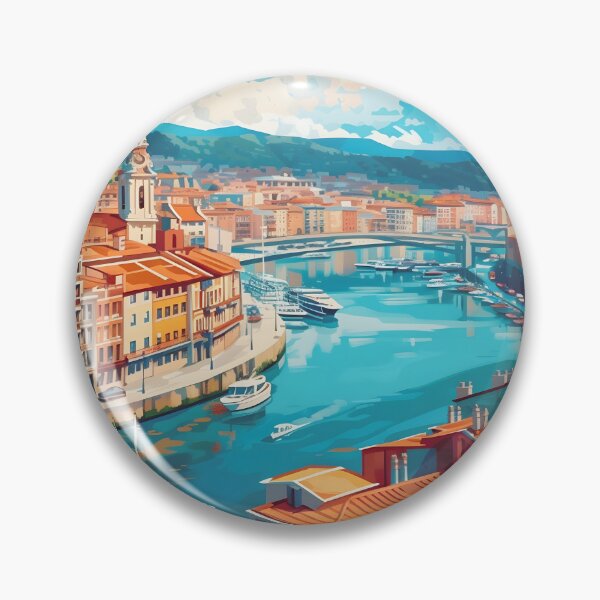 Item preview, Bilbao Spain Casco Viejo Nervion River Vintage designed and sold by LaFabricaArt.