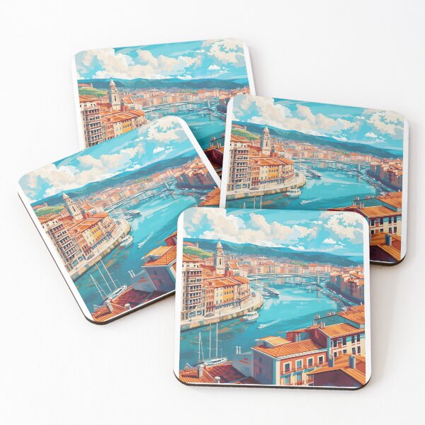 Item preview, Bilbao Spain Casco Viejo Nervion River Vintage designed and sold by LaFabricaArt.