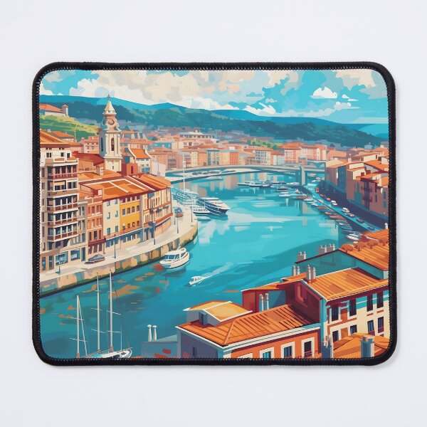 Item preview, Bilbao Spain Casco Viejo Nervion River Vintage designed and sold by LaFabricaArt.