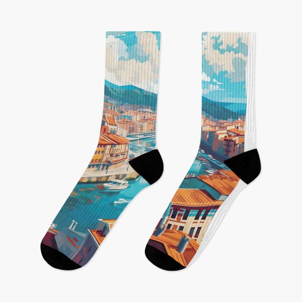 Item preview, Bilbao Spain Casco Viejo Nervion River Vintage designed and sold by LaFabricaArt.
